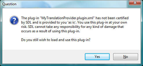 Unsigned Plugin Warning